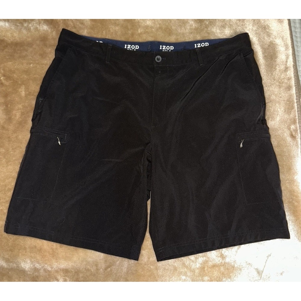 Izod Golf Shorts Mens Size 42 Black Pockets Belt Loops 11 inseam
